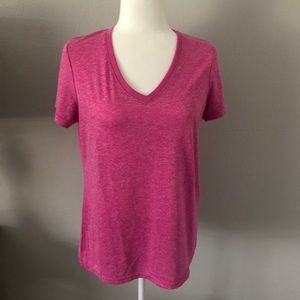 Reebok Short Sleeve V-Neck Tee Hot Pink